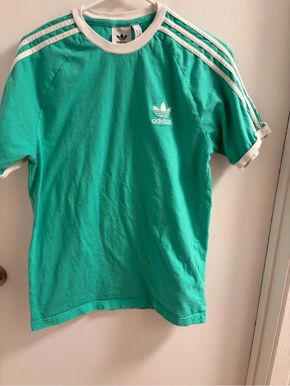 adidas Men's Short Sleeve Crew Tees in Yellow and Teal with White Trim